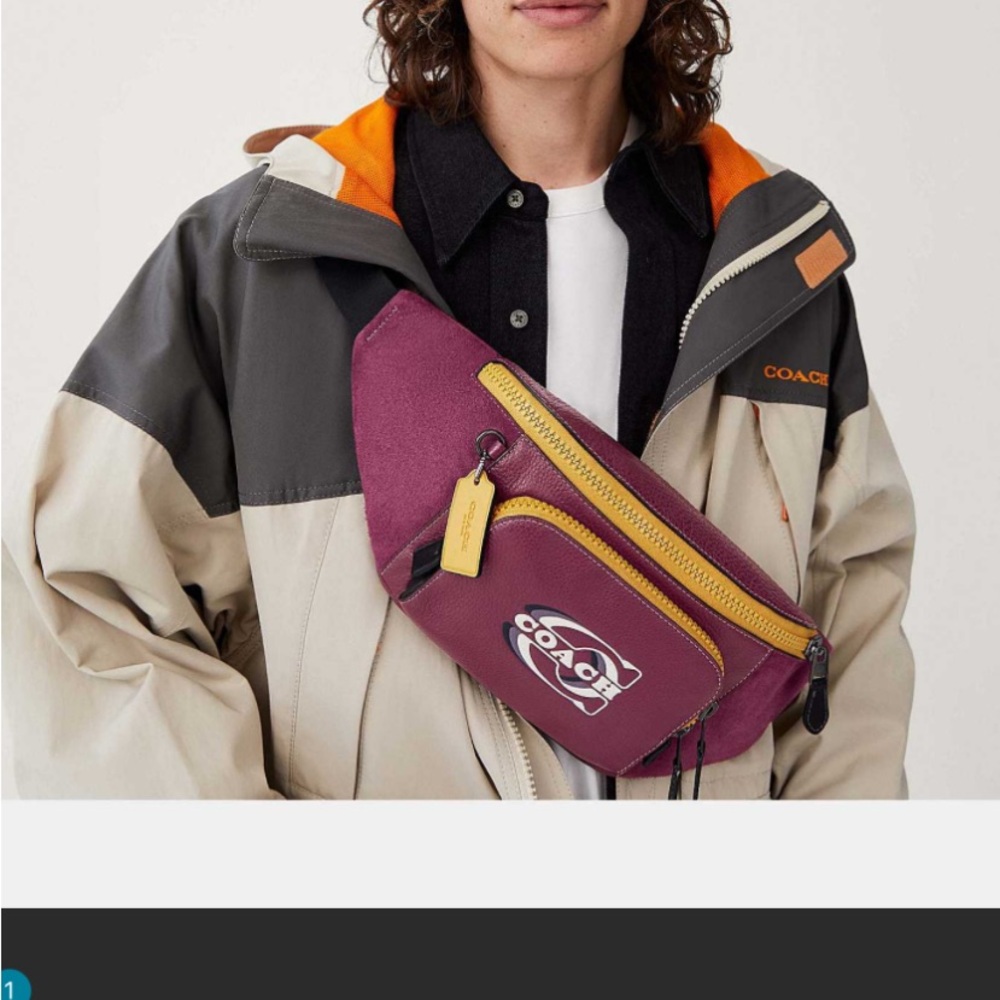 Rare. Authentic. Coach Men's Track Belt Bag in Purple and Yellow/Gold - Picture 7 of 14